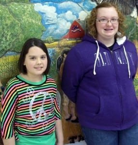 100_1351 WEB - The Village Reporter Emilie Eustace (left), grade 5, was runner up, and the winner of the spelling bee was Trinity Leady, grade 7.