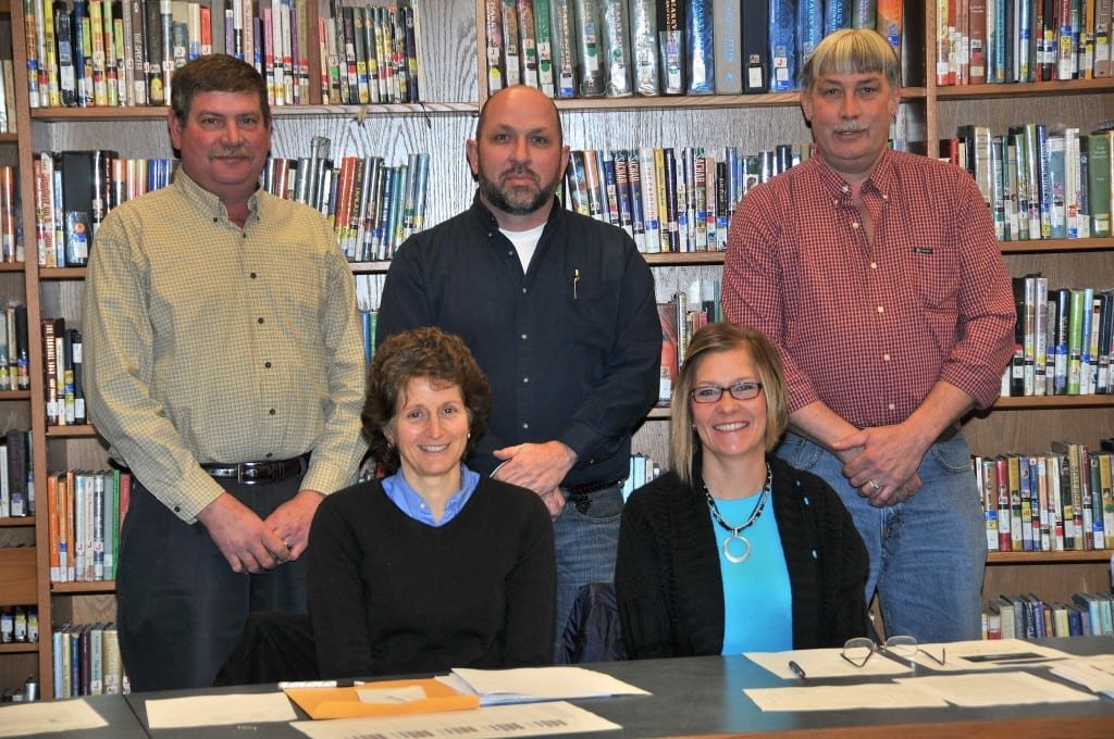EDON NORTHWEST LOCAL BOARD OF EDUCATION … The Ohio School Boards Association (OSBA) joins other associations throughout the United States in designating January as School Board Recognition Month. Superintendent Ed Ewers took the opportunity during January’s regular session to express his thanks and appreciation to each member of the Edon Northwest Local Board of Education for their leadership and service to the District. “Not many people want your position ~ your jobs ~ because of the nature of what you have to do each day and the decisions you have to make. We sincerely appreciate everything you have done ~ and continue to do ~ for our District.” Current Board Members are, seated from left, Suzi McCullough (serving since 2006), Jill Jacoby (serving since 2006) and standing, from left, Terry Hake (serving since 2002), Brad McCrea (serving since 2008), Dave Haase (serving since 2008).