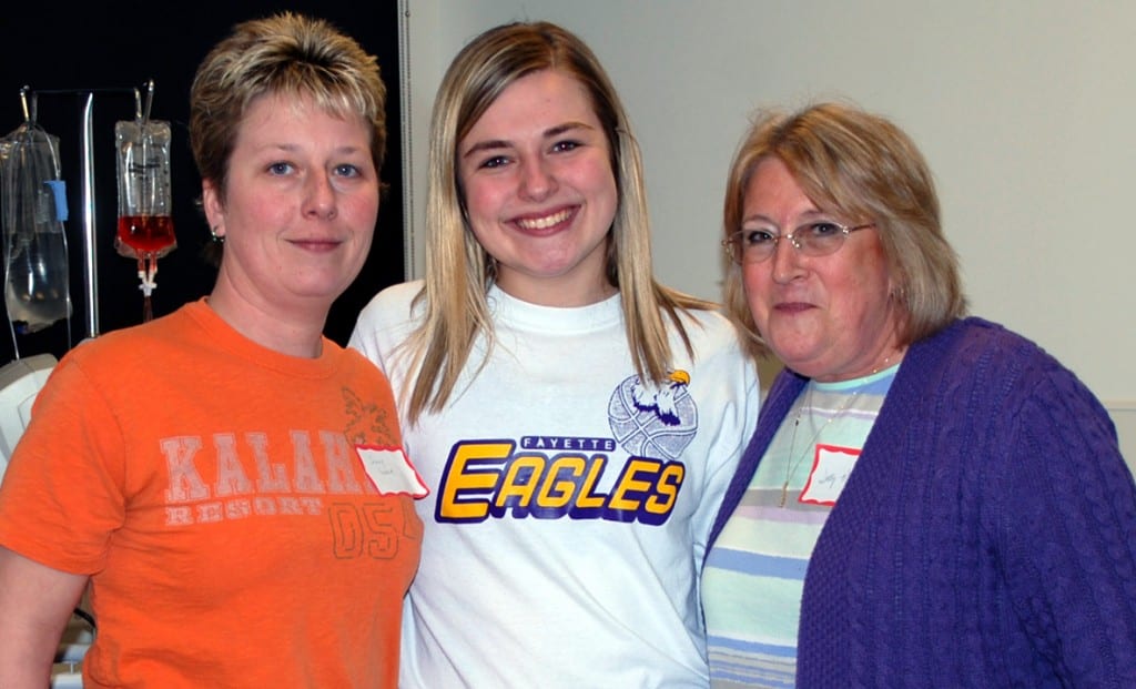 Shown in the Health Careers lab with Career Center student Mikayla Smith (CENTER) from Fayette are (LEFT) Jenny Goble (Fayette); and (RIGHT)Sally Mapes (Fayette).
