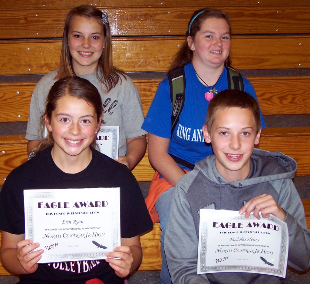 EAGLE ... FRONT: Brayden Nicolen,  Andrew Baughman,  Jason Vassar. BACK: Kodi Bentley,  Brianna Bailey