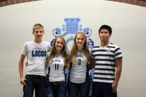 SOPHOMORES: Vice-President Clay O’Neal, Secretary Maddie Richmond, Treasurer Hannah Blake, President Simon Wang.