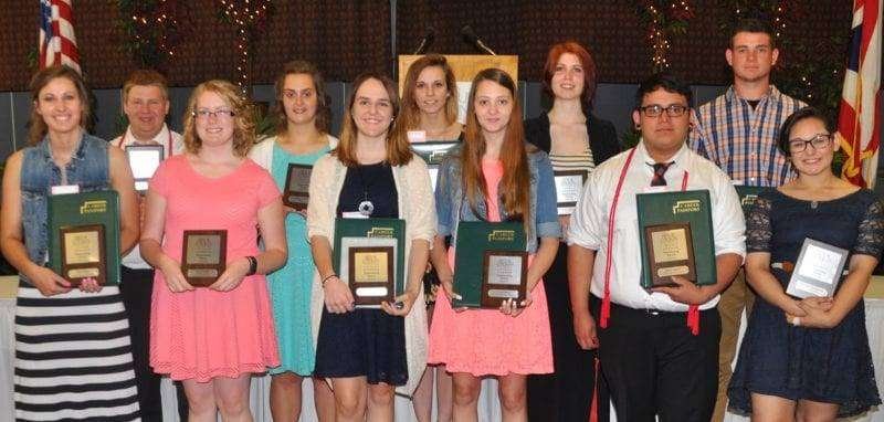 FULTON COUNTY STUDENTS ... Students receiving awards from Fulton county included (FRONT - LEFT TO RIGHT) Rylee Ruger (Fayette) Health Careers; Emily Neipp (Delta) Health Careers; Nolyn Burkhoder (Archbold) Visual Art & Design; Erica Golden (Delta) Medical Office Technologies; Junior Molina (Wauseon) Culinary Arts Management; Mercedes Zimmerman (Delta) HVAC & Plumbing (BACK - LEFT TO RIGHT) Seth Malone (Evergreen) Welding Fabrication; Lydia Andres (Archbold) Interior Design; Mandie Atwater (Evergreen) Early Childhood Education; Theresa Nieberding (Delta) Visual Art & Design; and Blake Bruner (Wauseon) Electrical.