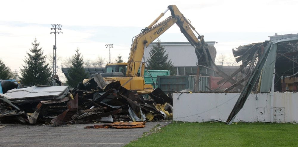 DVC1 - WEB - The Village Reporter Demolition of the former bus garage on Fernwood Street began on May 3, after being rendered unusable after a 2014 fire.