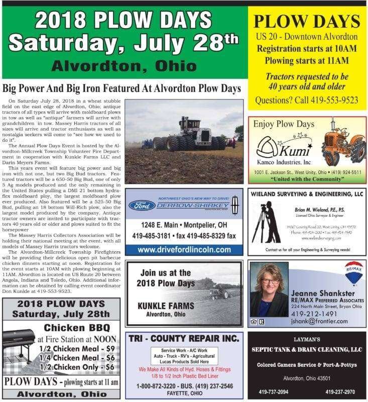 2018 Alvordton Plow Days Set For Saturday The Village Reporter