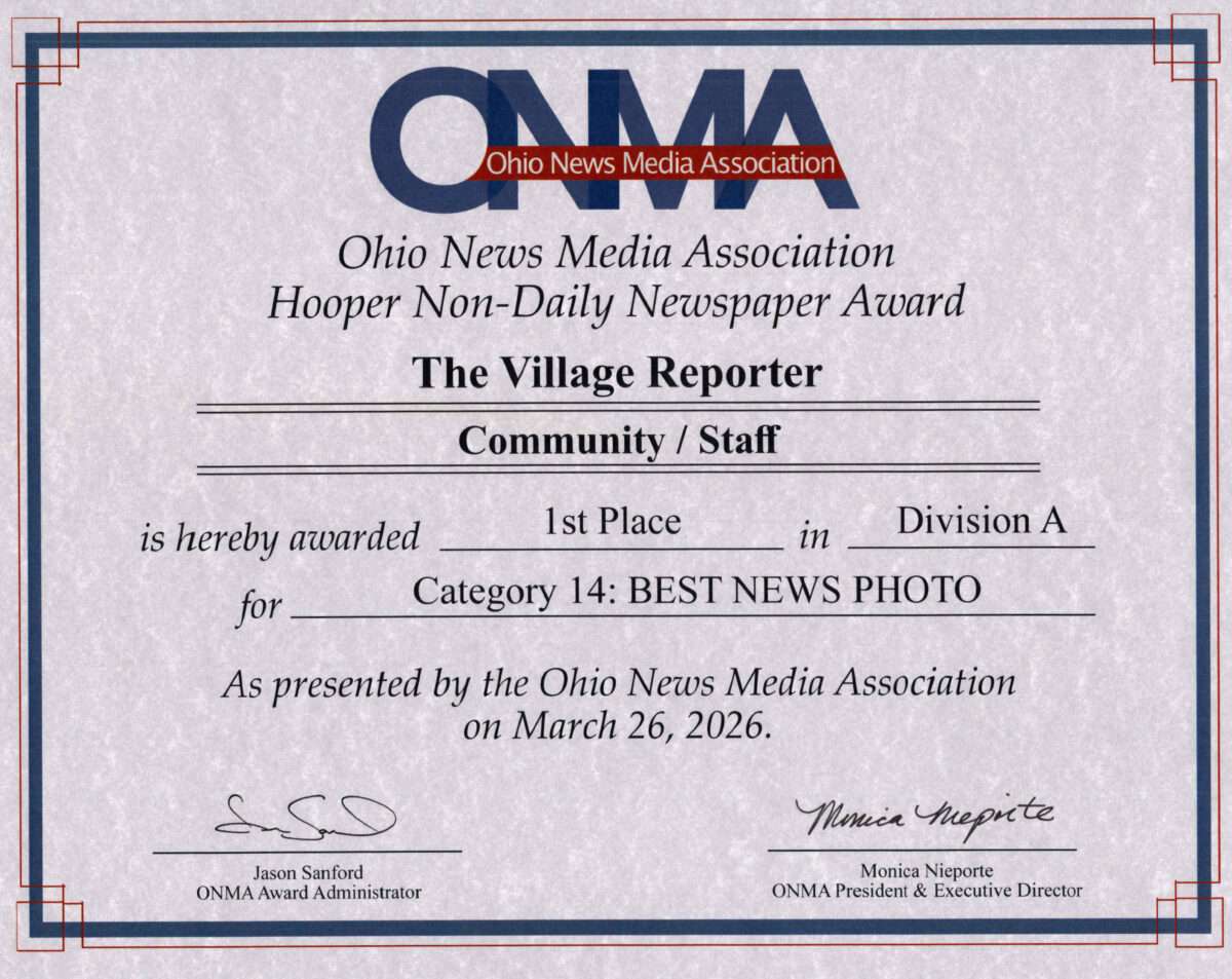 The Village Reporter Wins 8 First-Place Finishes, Named