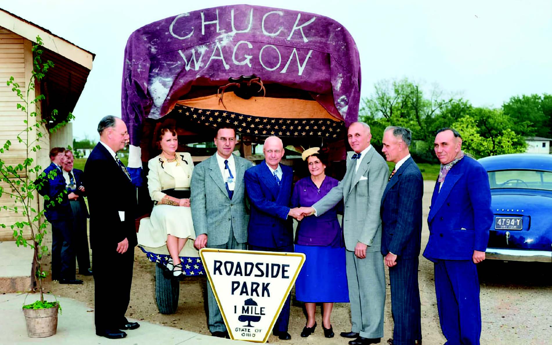 Dedication ceremony for the Herman Roadside Park, May 12, 1951, on U.S. Route 6 east of Edgerton, Ohio.