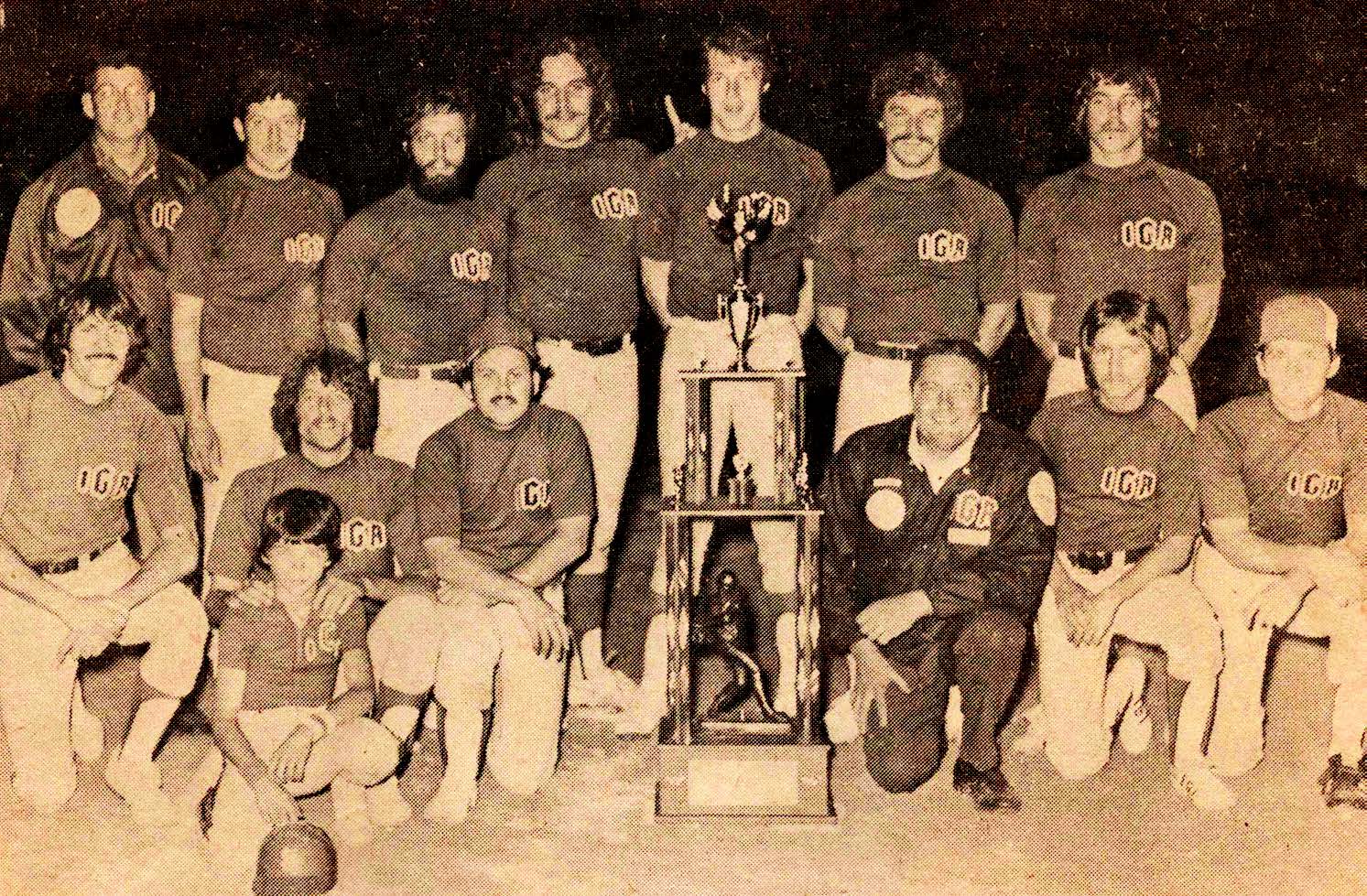 Archbold Slo-Pitch Champion team Jim Dales IGA, photographed for the June 9, 1976 Archbold Buckeye.