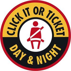 Press release graphic accompanying the Click It or Ticket May 18 kick-off announcement from Fulton County.