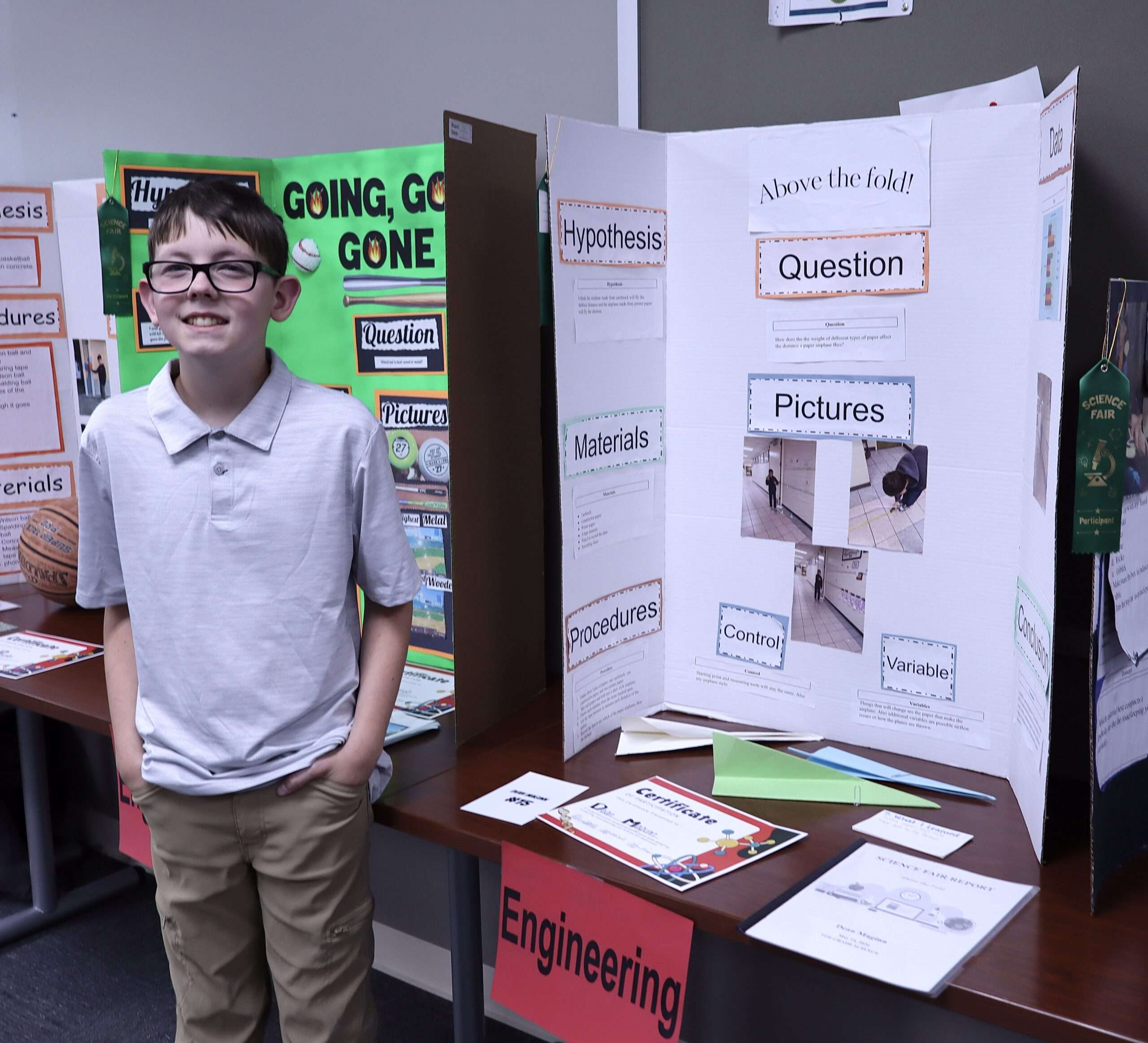 Dean Maginn’s project tested which type of paper makes the best paper airplane.