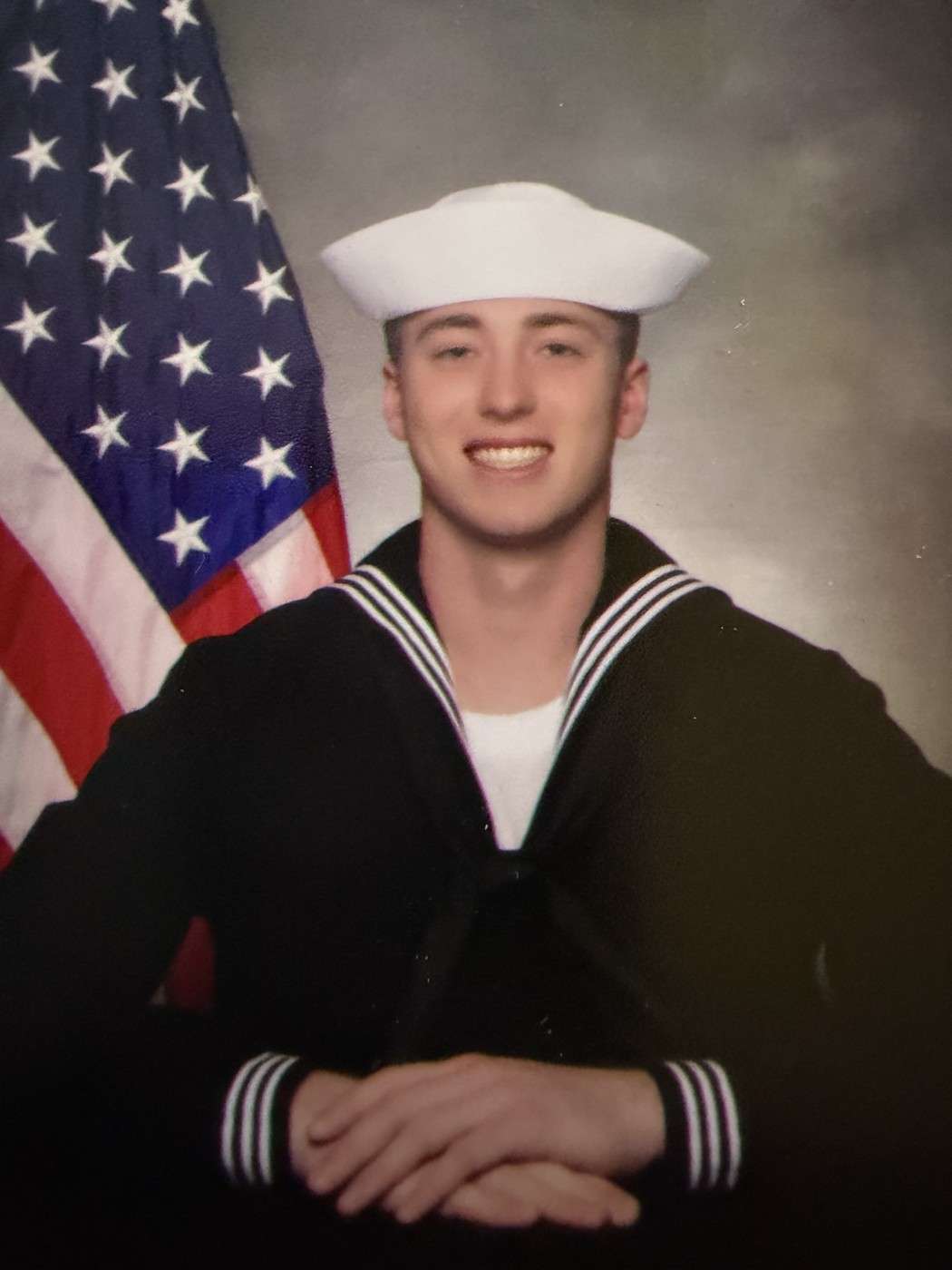 Seaman Recruit Joseph T. Watson of Bryan, Ohio, in U.S. Navy dress blues