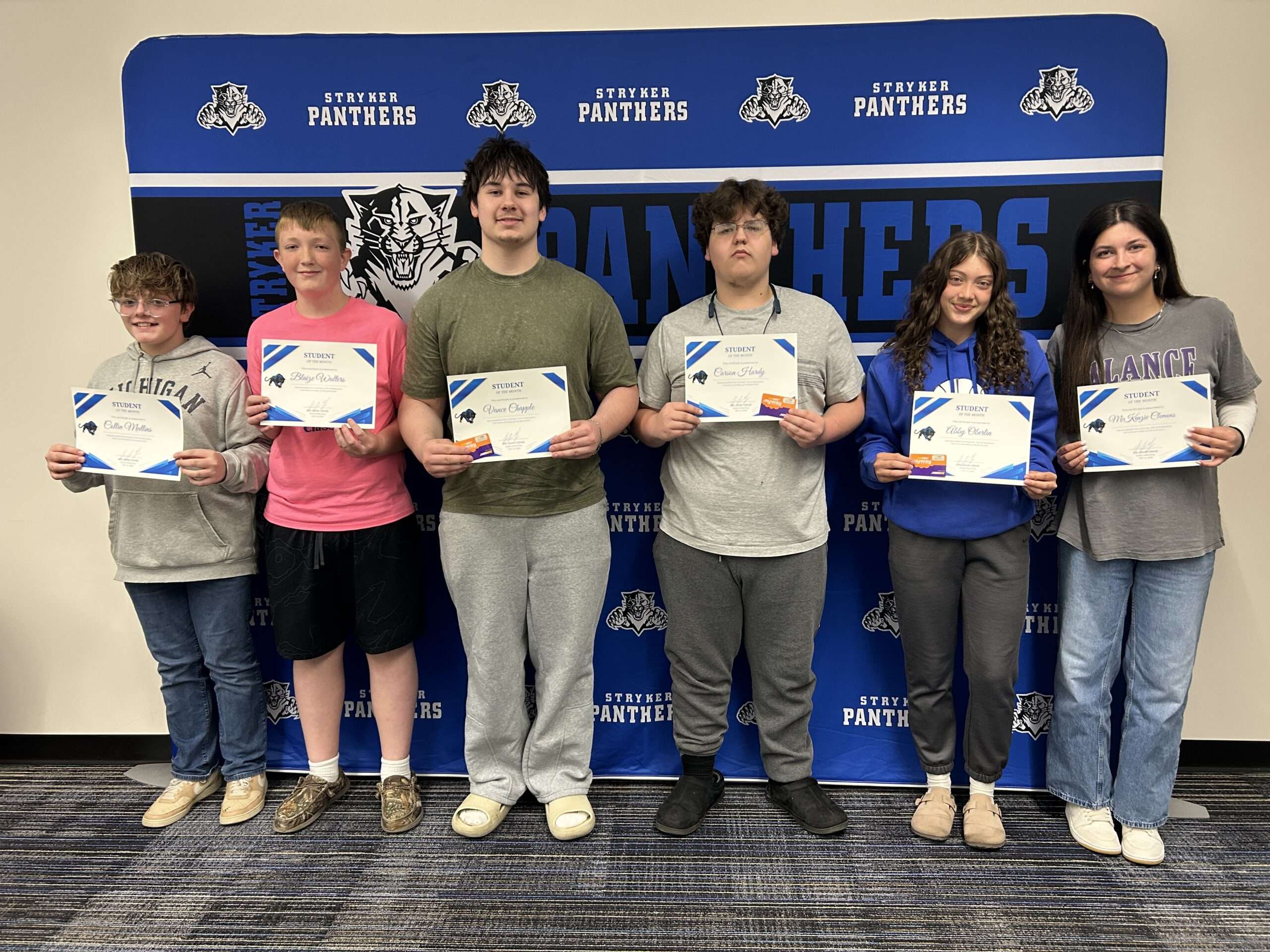 Stryker Local Schools May Students of the Month recognized for the character trait of Dedication.