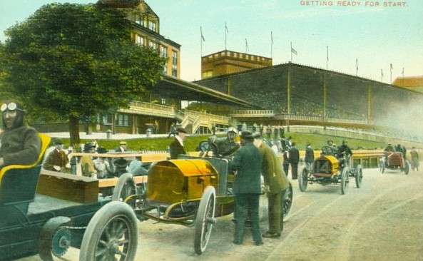 Race cars ‘getting ready for the start.’