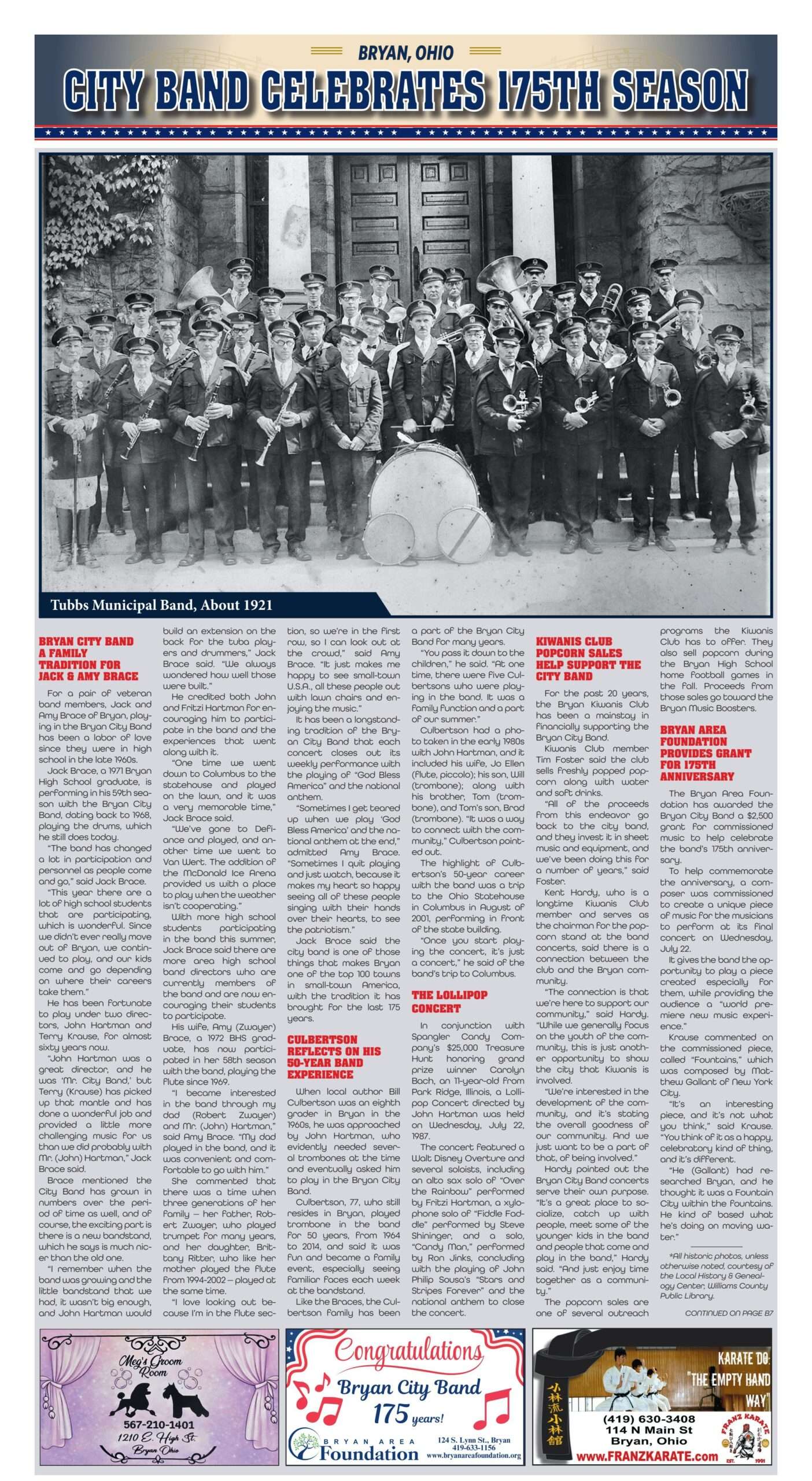 Bryan City Band 175th anniversary special section, page B6