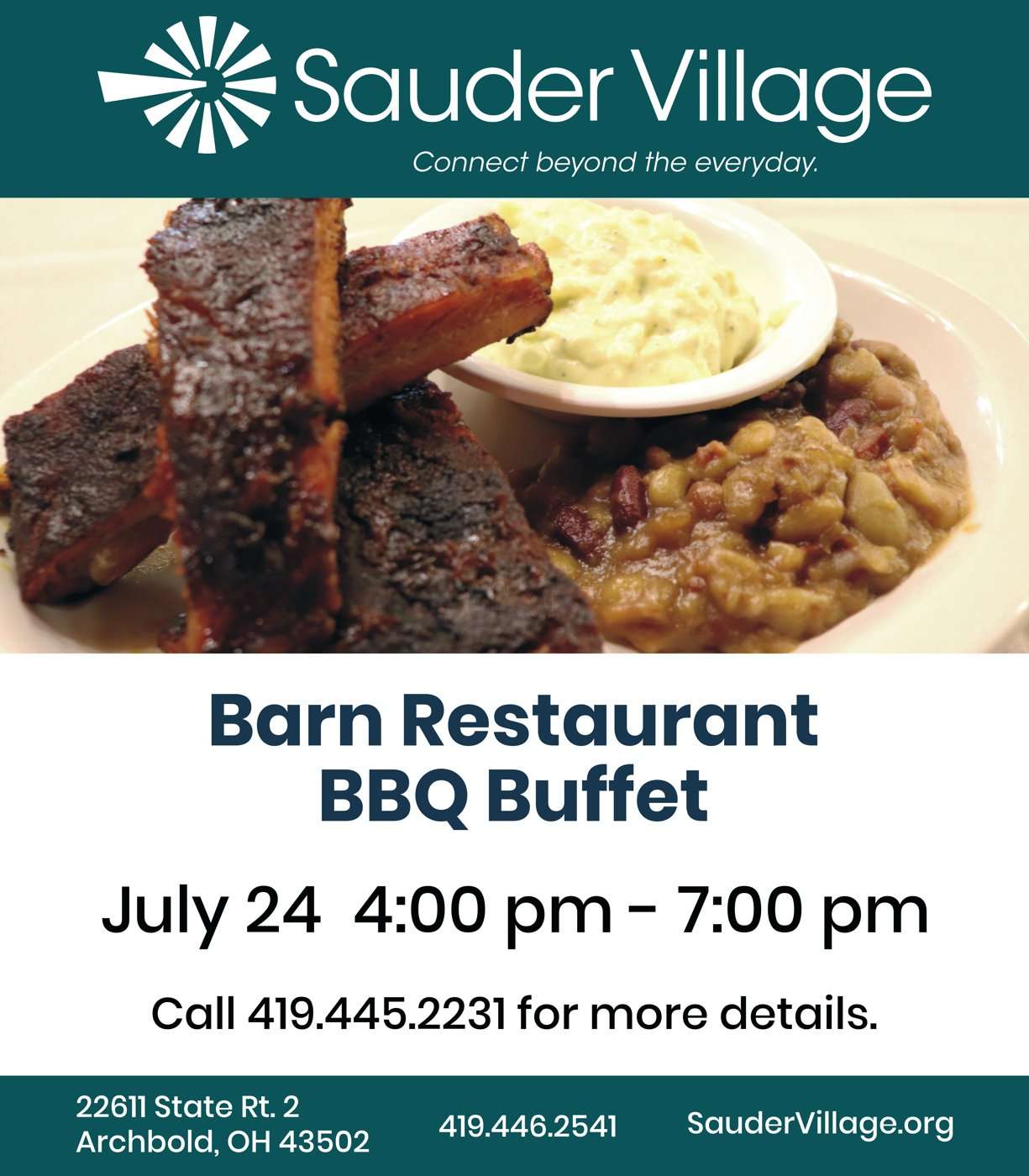Sauder Village – July BBQ Buffet