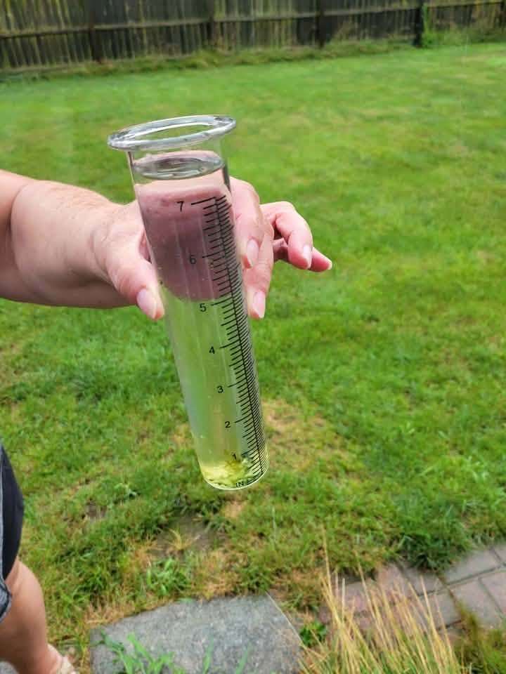 A reader's rain gauge after Friday's heavy rain in the Montpelier area, July 17, 2026.