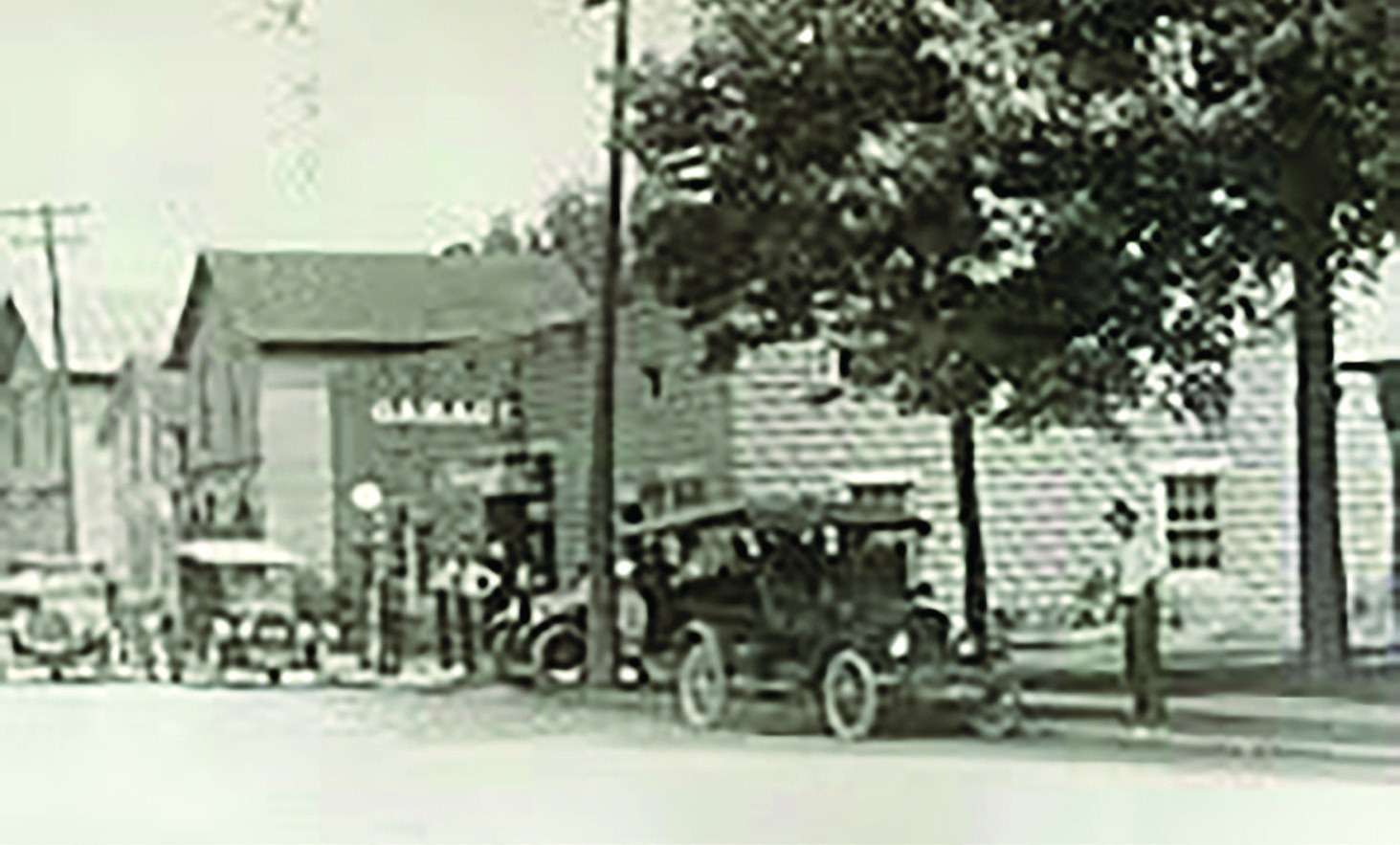 1920 photo of businesses on the east side of Main Street in Swanton, Ohio