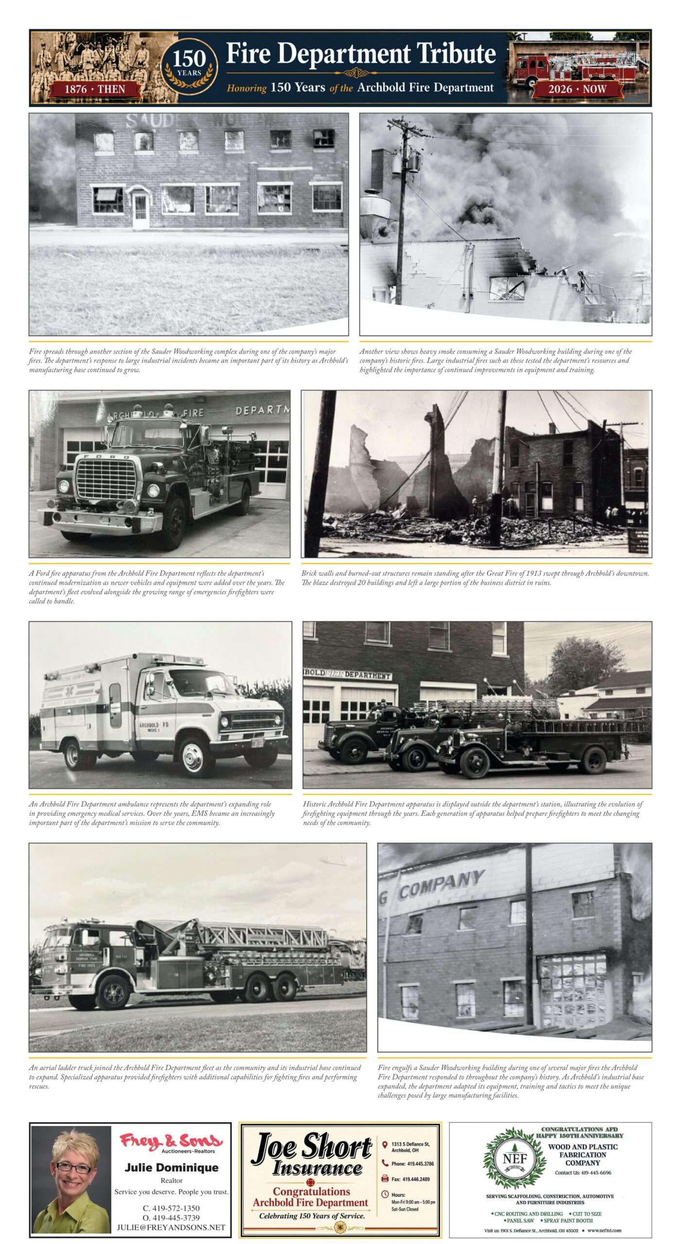 Archbold Fire Department 150th Anniversary special section, page B7