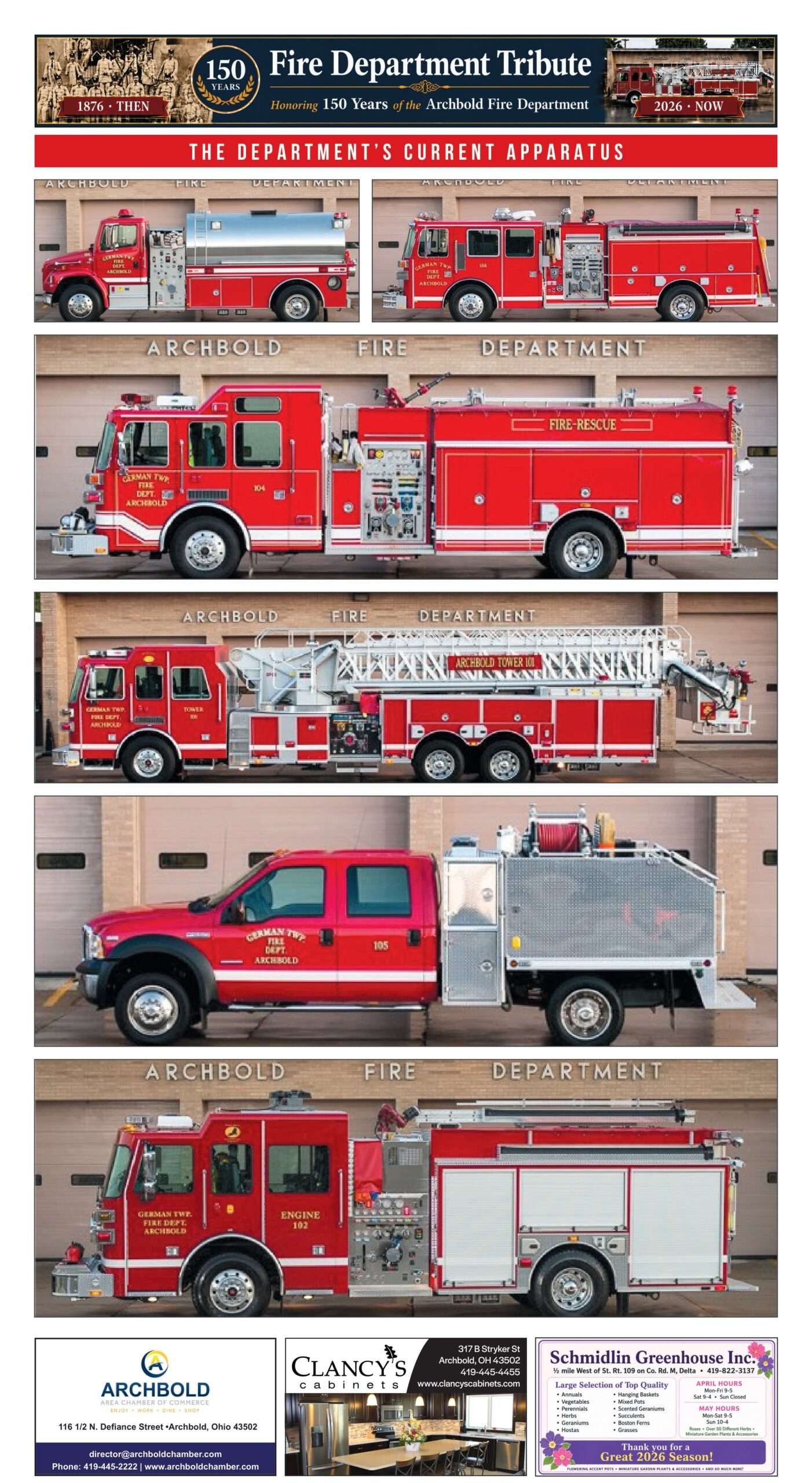 Archbold Fire Department 150th Anniversary special section, page B9