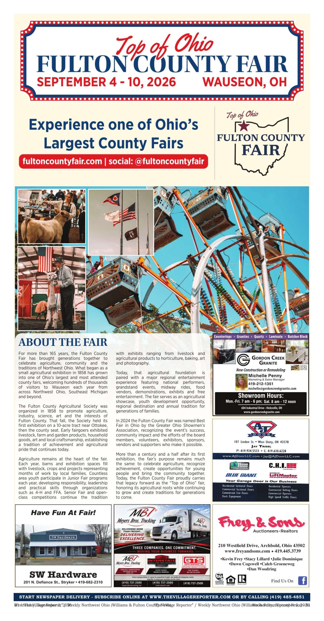 2026 Fulton County Fair schedule of events, page 1