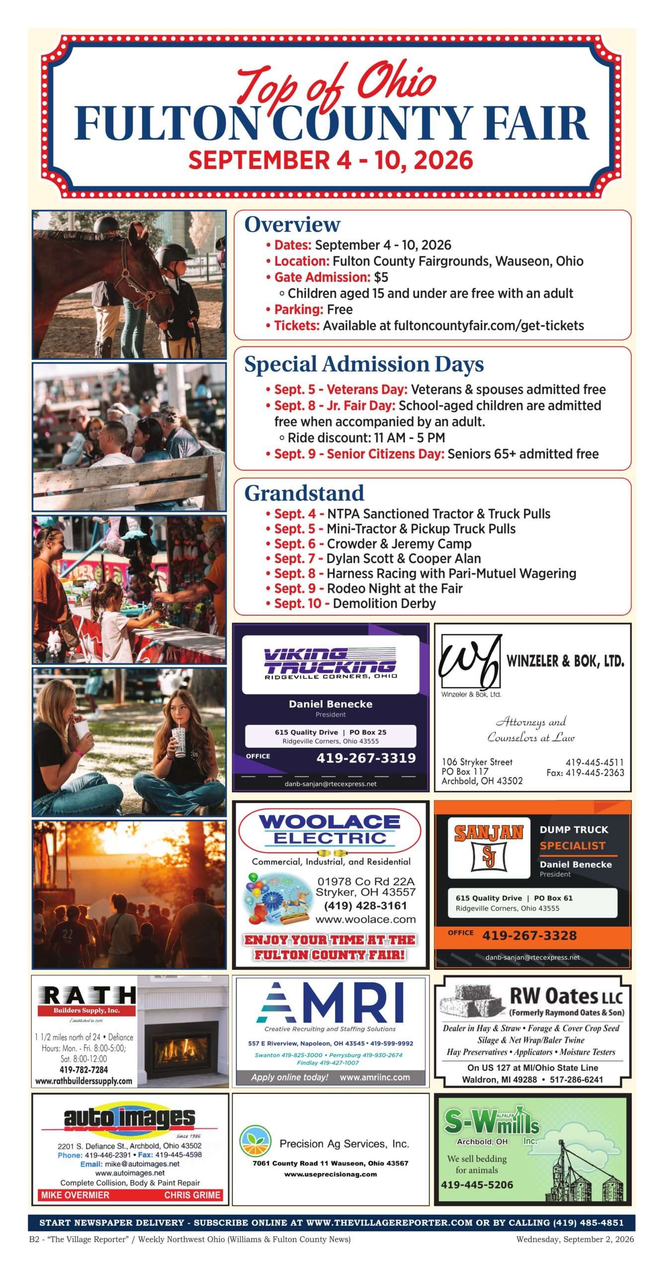 2026 Fulton County Fair schedule of events, page 2