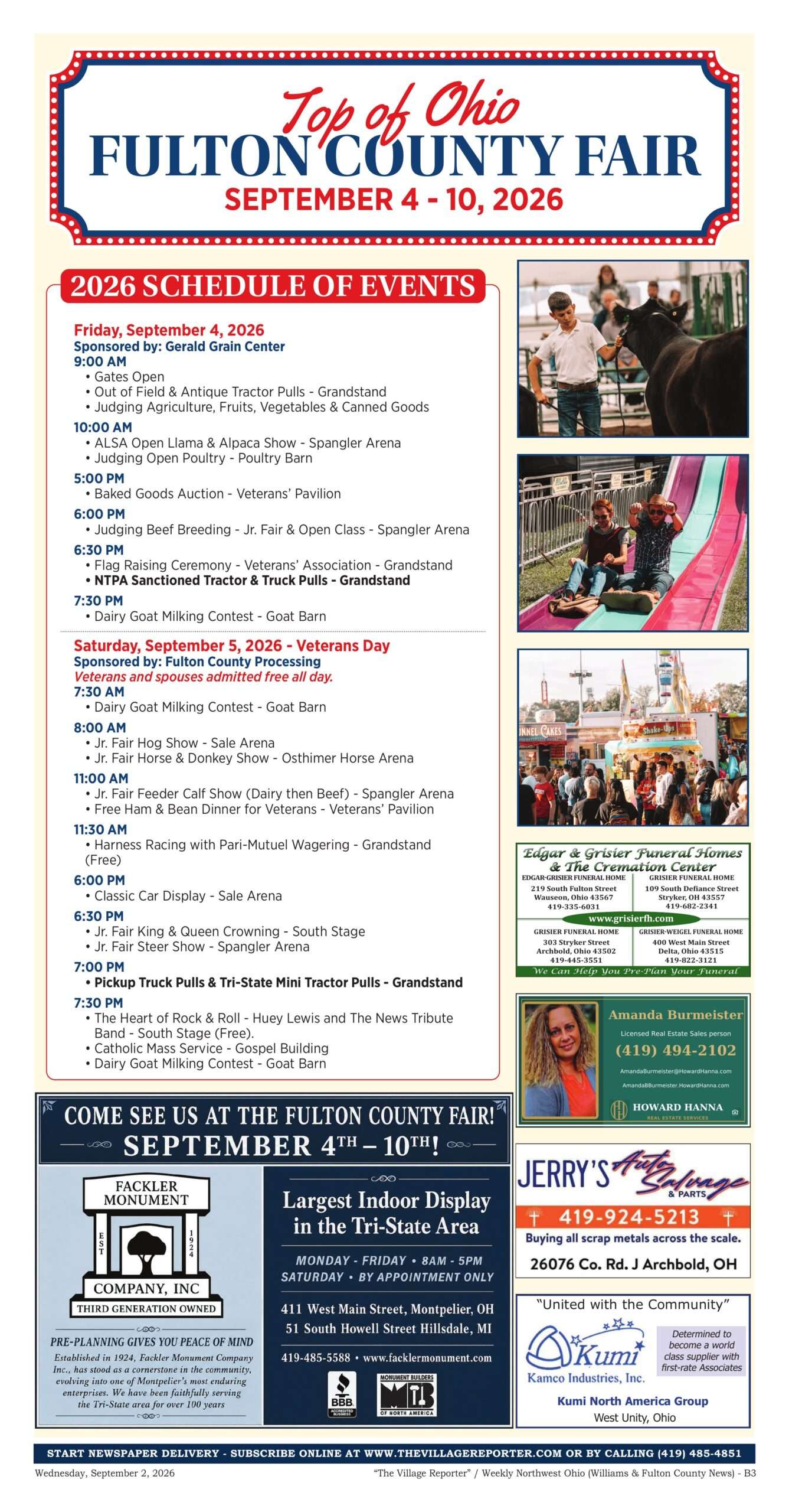 2026 Fulton County Fair schedule of events, page 3