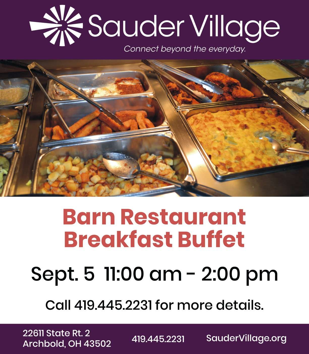 Sauder Village – Sept. 5 Breakfast