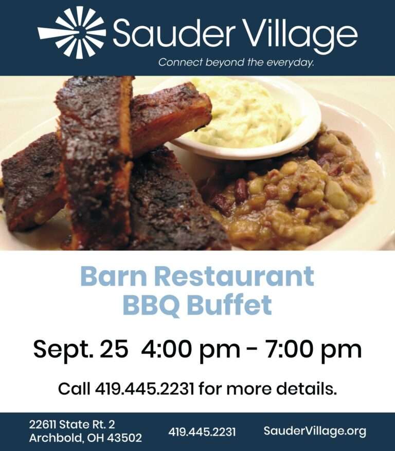 Sauder Village – Sept. 25 BBQ