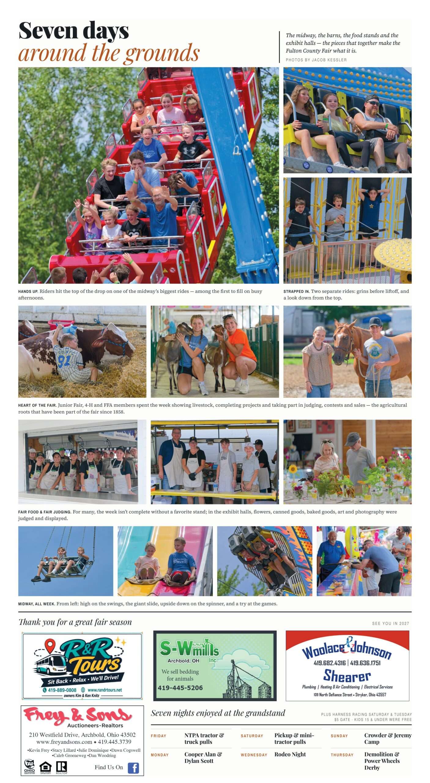 Fulton County Fair 2026 special section page B3 - seven days around the grounds, the midway, barns, food stands and exhibit halls.