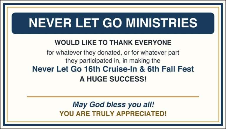 Never Let Go Ministries – Thank You