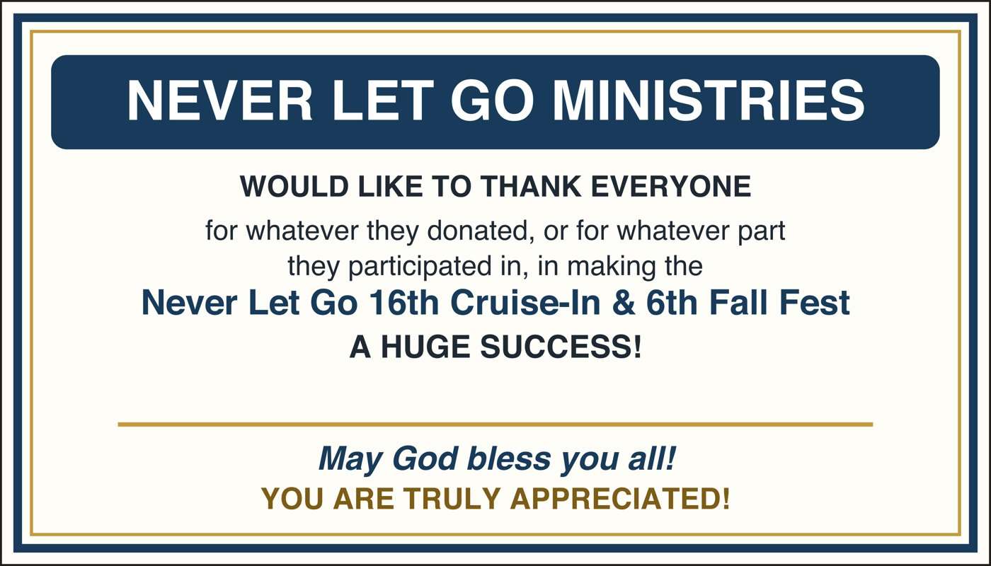 Never Let Go Ministries – Thank You