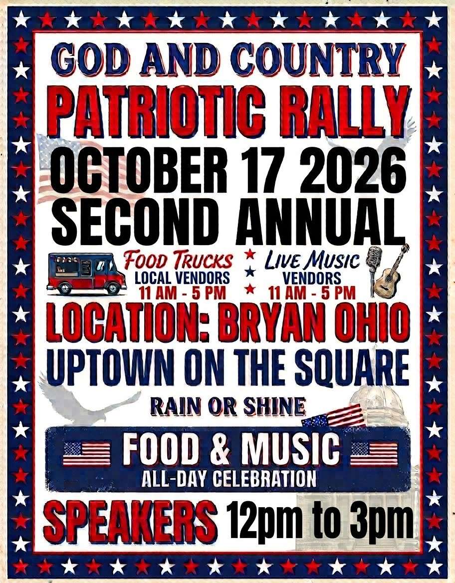 Flyer for the God and Country Patriotic Rally on Oct. 17 in Bryan