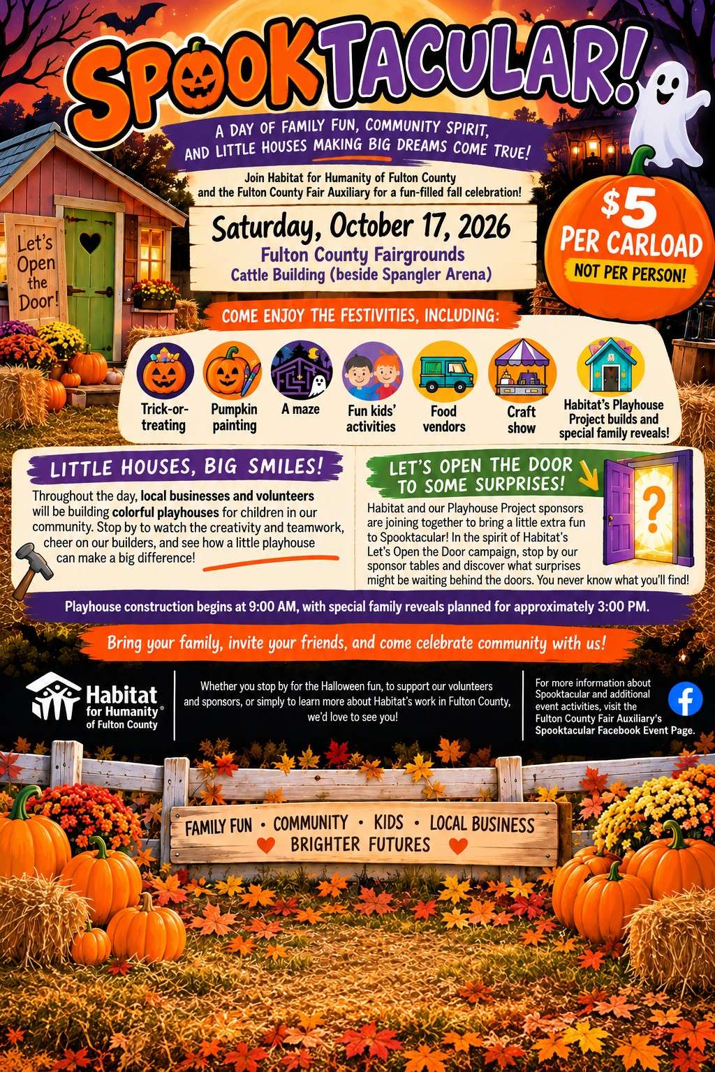Spooktacular Family Fun Festival flyer for the Fulton County Fairgrounds