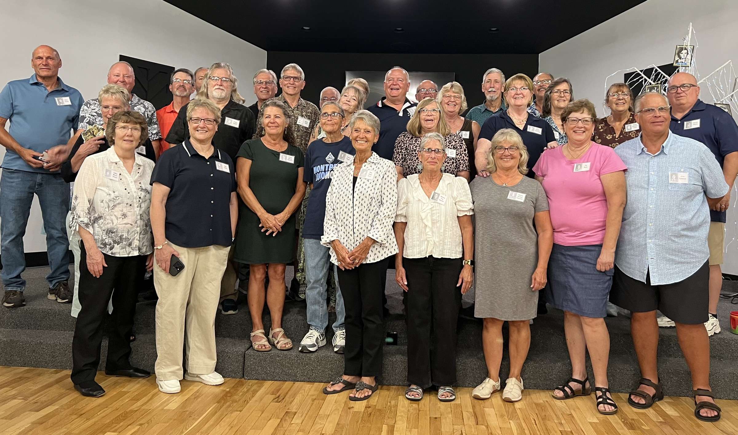 Montpelier Class of 1976 members gather for a group photo at their 50th reunion