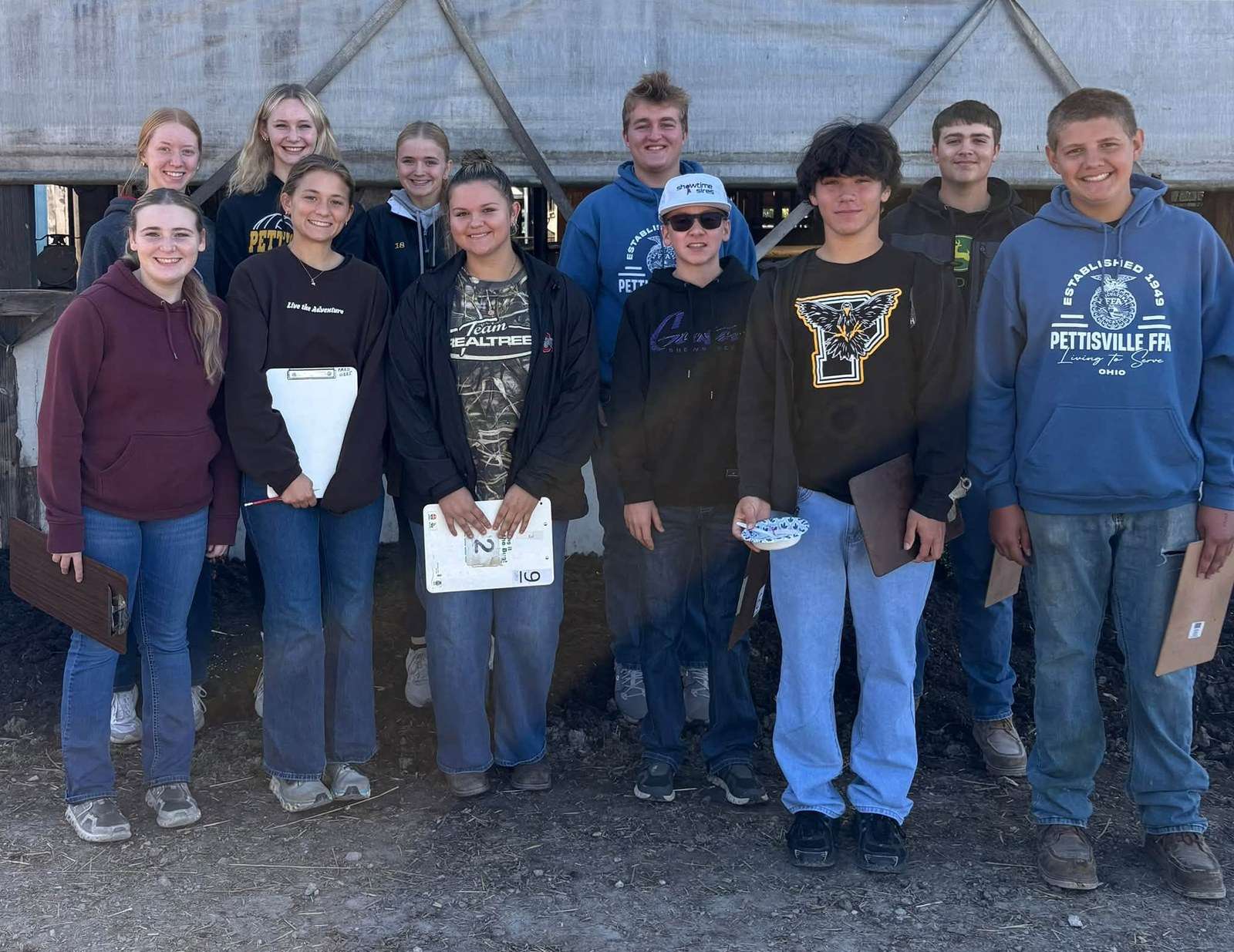 Pettisville FFA dairy cattle team members at the District 1 contest
