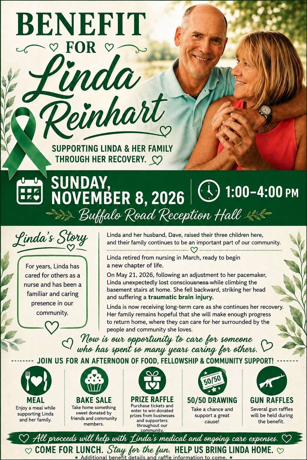 Flyer for the Linda Reinhart benefit