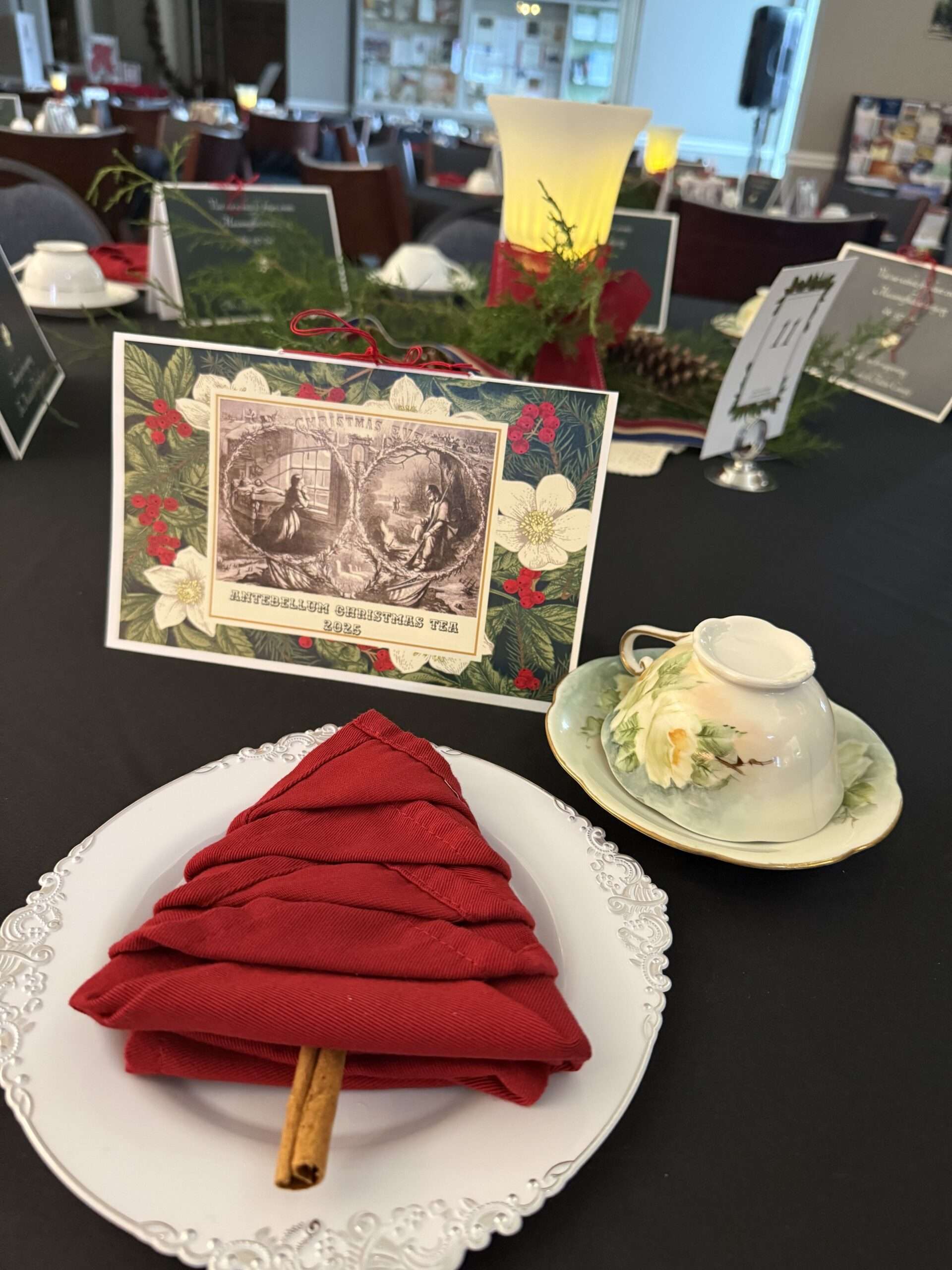A Christmas Tea place setting at the Museum of Fulton County