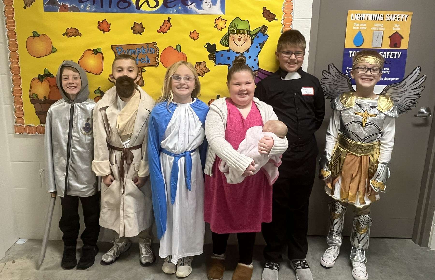 Third-grade students dressed as saints at St. Mary School