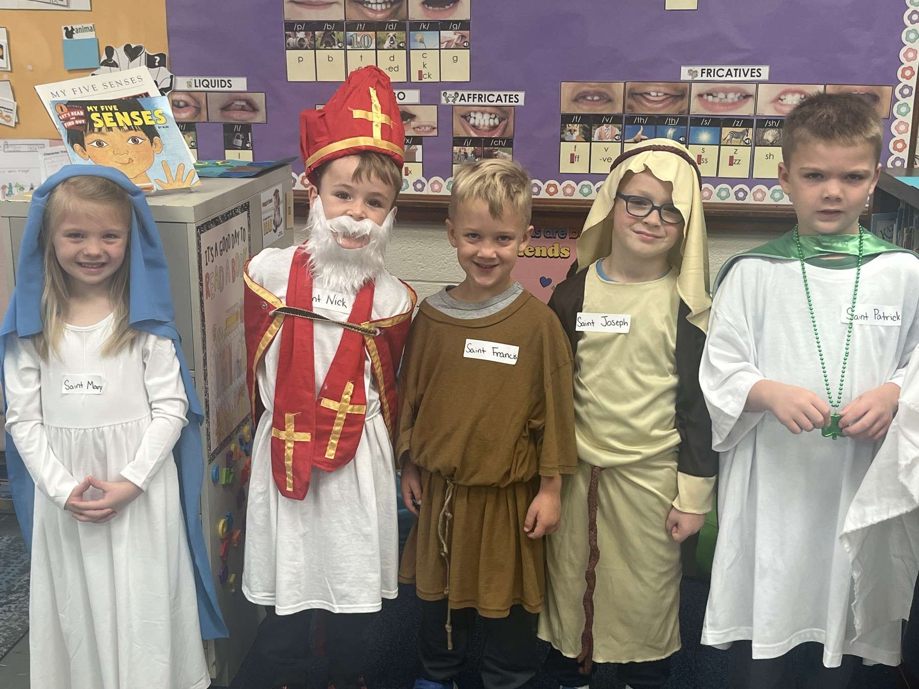 Kindergarten students dressed as saints at St. Mary School