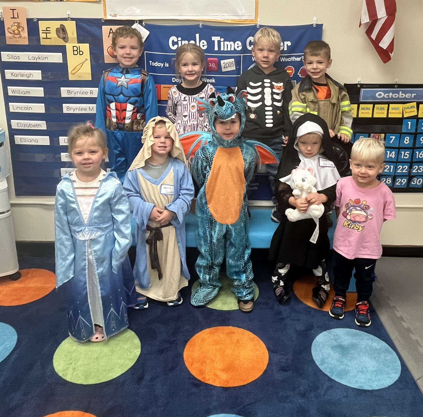 Pre-kindergarten students in costumes at St. Mary School