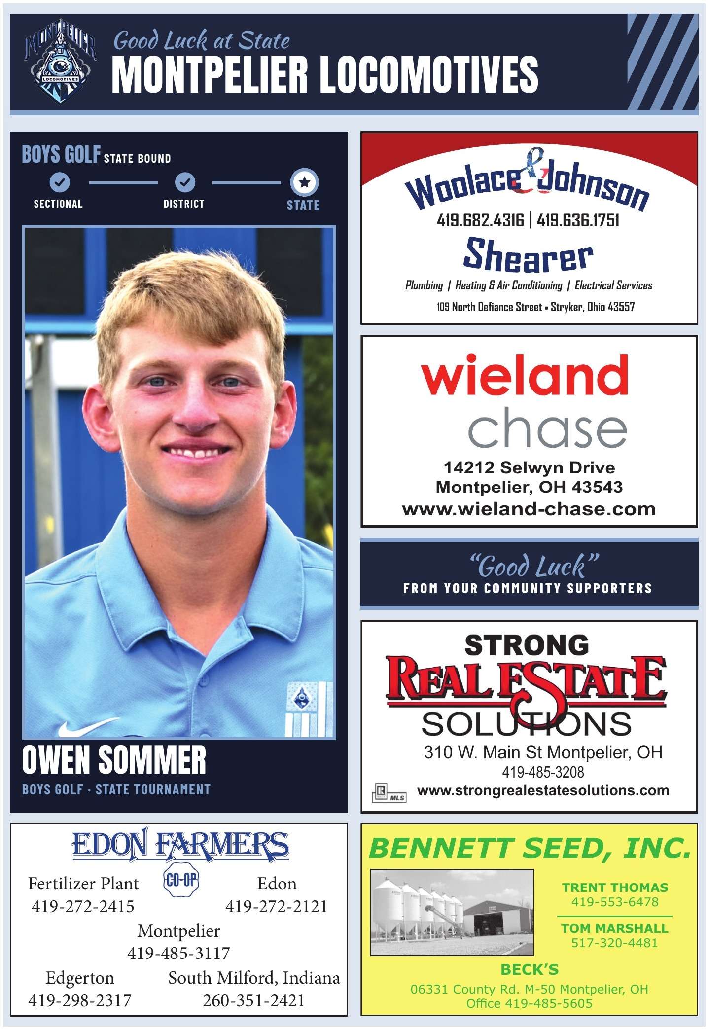 Good Luck at State: Montpelier Locomotives Boys Golf - The Village Reporter Good Luck page