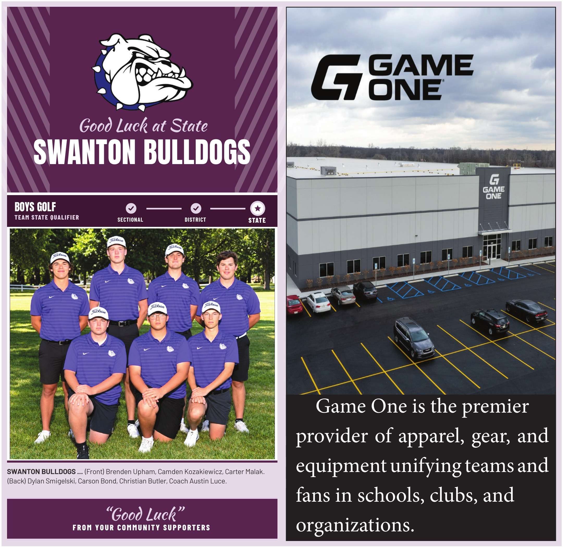 Good Luck at State: Swanton Bulldogs Boys Golf - The Village Reporter Good Luck page